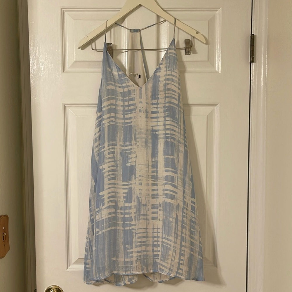 Three Eighty Two Blue And White Patterned Sundress - image 1